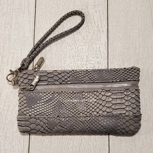 Adrienne Vittadini Grey Snake Print Wristlet